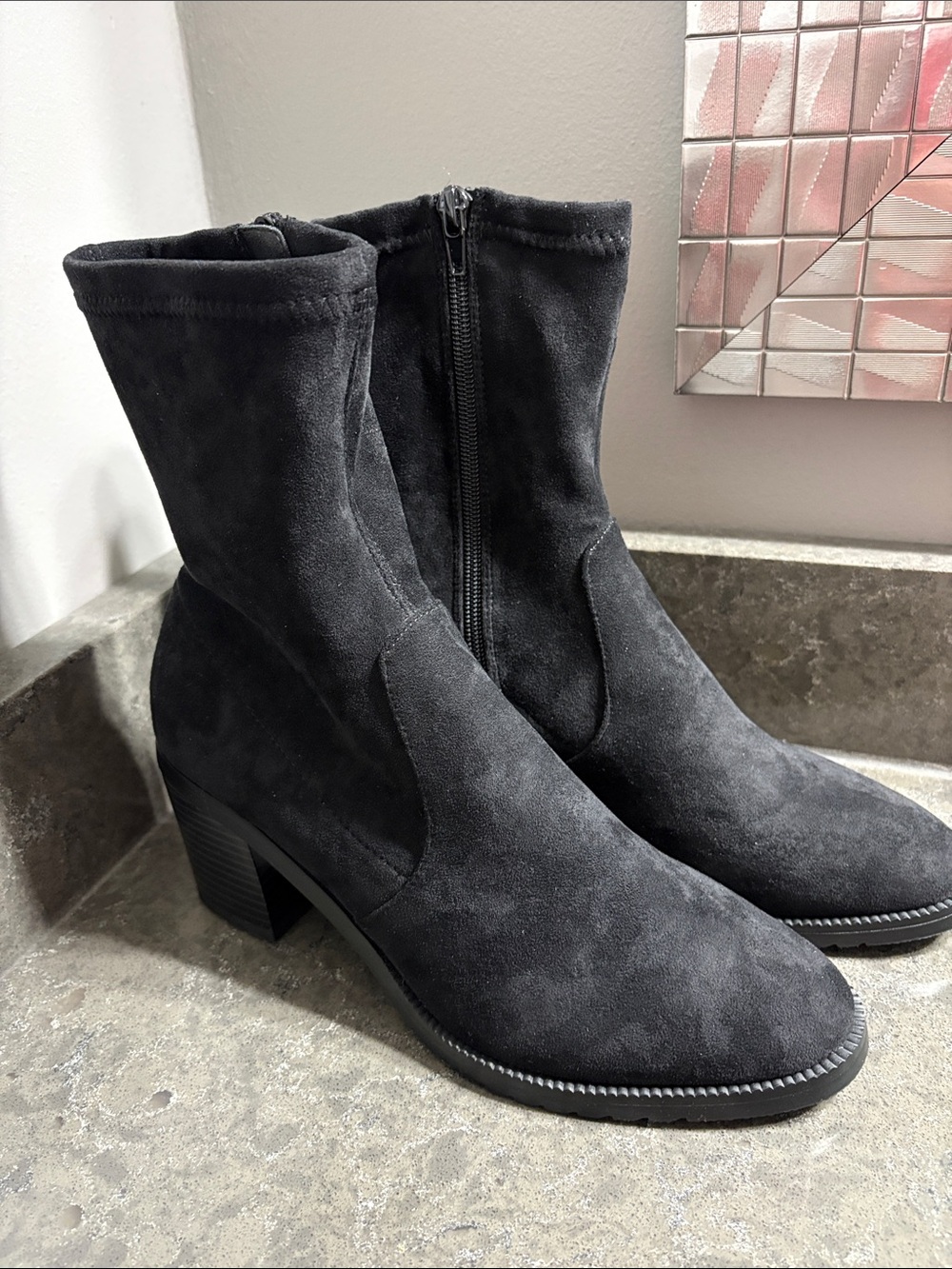 le chateau Black Suede Ankle Boots